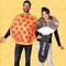 Pepperoni Pizza and Pizza Cutter Adult Couples Costume Set Food Tunics Funny Halloween Party Outfit